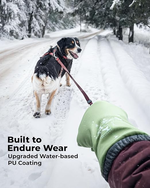 Waterproof Winter Gloves with Grip, Balaena Freezer Gloves for Light Duty Work & Outdoor Adventure, Hiking, Farming, Washing, Ice Fishing, Green, Medium