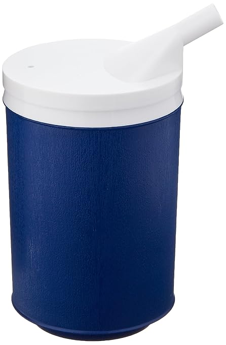 Sammons Preston Insulated Mug with Snorkel Lid, Durable Container for Hot and Cold Liquid Beverages, Tea, Smoothies, 12 oz Blue Travel Coffee Cup with Lid for Elderly, Disabled, Handicapped, Weak Grip