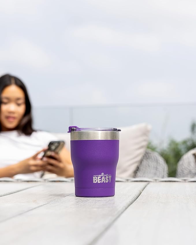 Beast 10 oz Tumbler Stainless Steel Vacuum Insulated Coffee Ice Cup Double Wall Travel Flask (Purple)