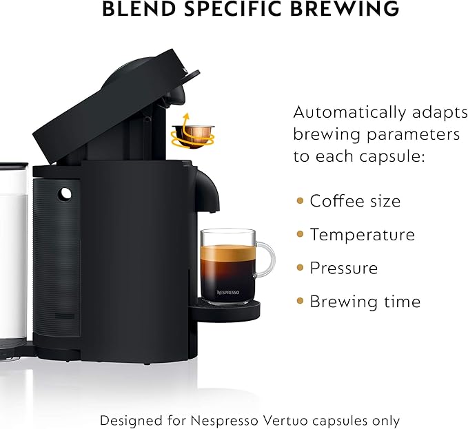Nespresso Vertuo Plus Deluxe Coffee and Espresso Maker by De'Longhi, Matte Black with Aeroccino Milk Frother
