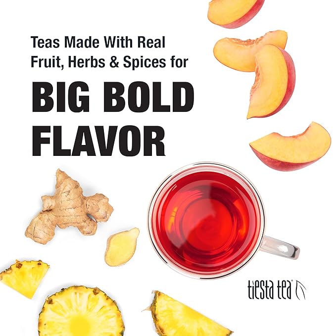 Tiesta Tea - Ginger Sweet Peach, Spicy Peach Herbal Tea, Tranquility Blend, Loose Leaf, Non-Caffeinated Hibiscus & Cane Sugar, Brews Up to 200 Cups, 16oz Bulk Pouch