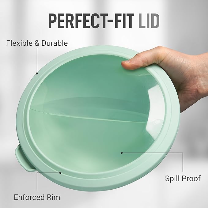 Zulay Kitchen 12 Piece Plastic Nesting Mixing Bowl Set - Colorful Bowls with Lids - Microwave and Freezer Safe (Mint Ombre)