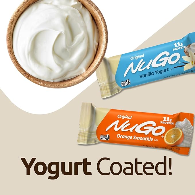 NuGo Protein Bar, Vanilla Yogurt, 11g Protein, 170 Calories, Gluten Free, 1.76 Ounce each, 15 Count (Pack of 1)