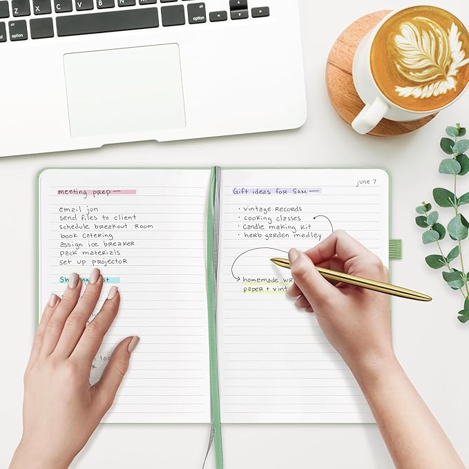 &And Per Se Lined Journal Notebook, 160 Pages, A5 5.7 x 8 inches College Ruled Thick Paper Notebook Journals for Writing, Hardcover Notebooks for Women Men Office School (1 Pack, Light Green)