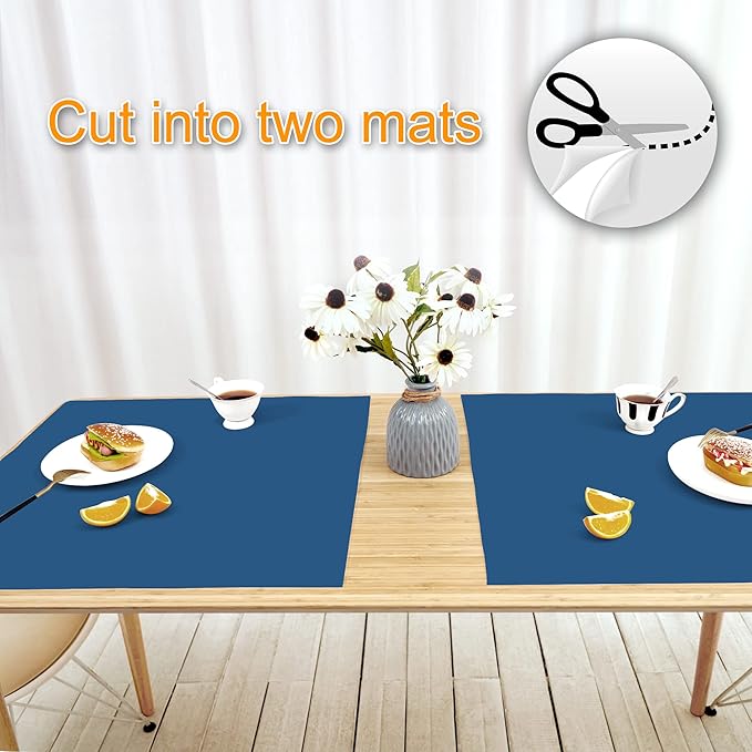AECHY Silicone Mats for Kitchen Counter 47"x23.6"x0.08”, Largest Heat Resistant Mat Shipped Rolled Up Kitchen Island Silicone Countertop Protector Mat Nonslip Extra Large Counter Mat, Blue