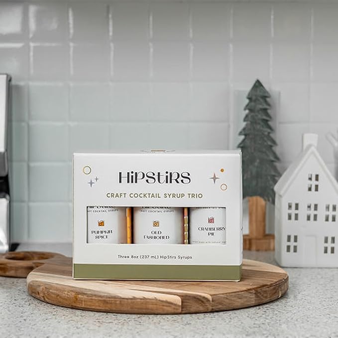 HipStirs Holiday Trio Pack - Our Cocktail Mixers Variety Pack Contains our Delicious Pumpkin Spice Syrup, Classic Cranberry Pie Syrup & Timeless Old Fashioned Drink Mix (8 Fl Oz)