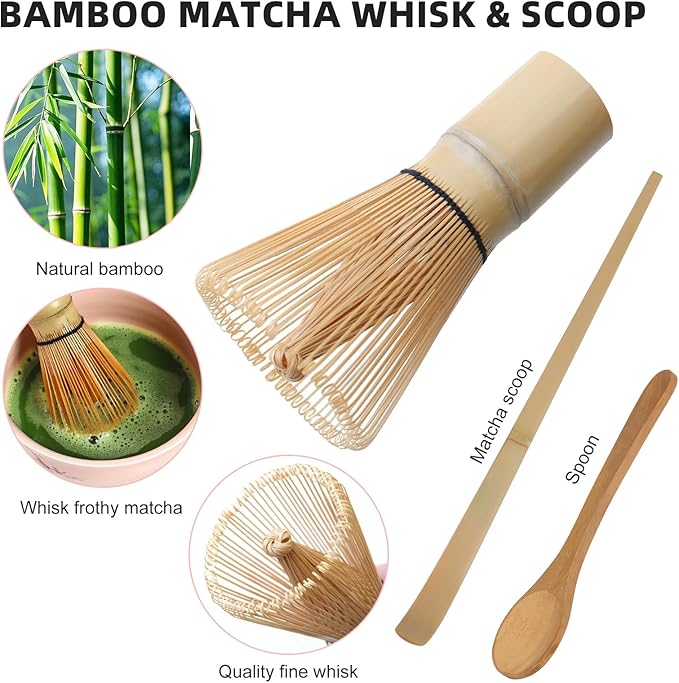 Matcha Whisk Set – 8 PCS Complete Ceremonial Grade Matcha Set, Premium Japanese Matcha Kit with Bamboo Whisk for Matcha Tea, Mixing Bowl, Scoop, Sifter and Matcha Whisk Holder