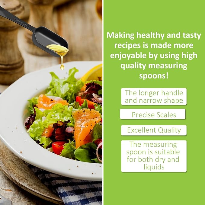 2 Pcs 1/4 Teaspoon(1.25 mL | 1/4 Tsp | 1/16 Tbsp | 1.25 cc | 1/32 oz) Stainless Steel Single Measuring Spoon, Long Handle Metal Measuring Spoon, Kitchen Gadgets for Cooking & Baking(Black)
