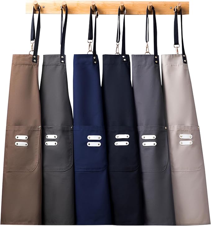 Lisianthus 2 Pack Adjustable Bib Aprons for Women with Pockets, Men's Kitchen Cooking Apron