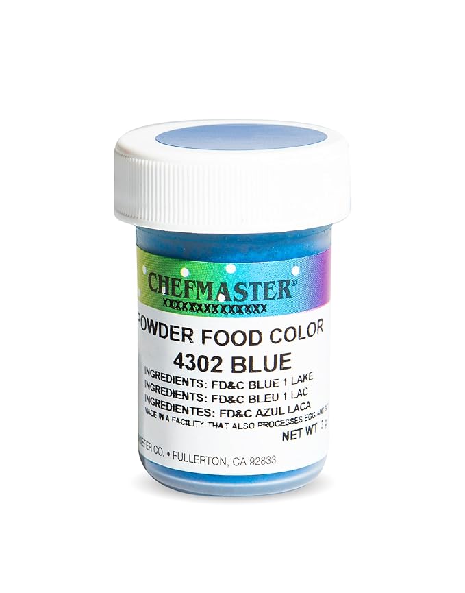 Chefmaster Blue Dry Powder Candy Color | Vibrant Shades | Chocolate, Macarons, Fondant | Decorating | Professional-Grade Dye | Easy-to-Use | Manufactured in USA | 3 grams