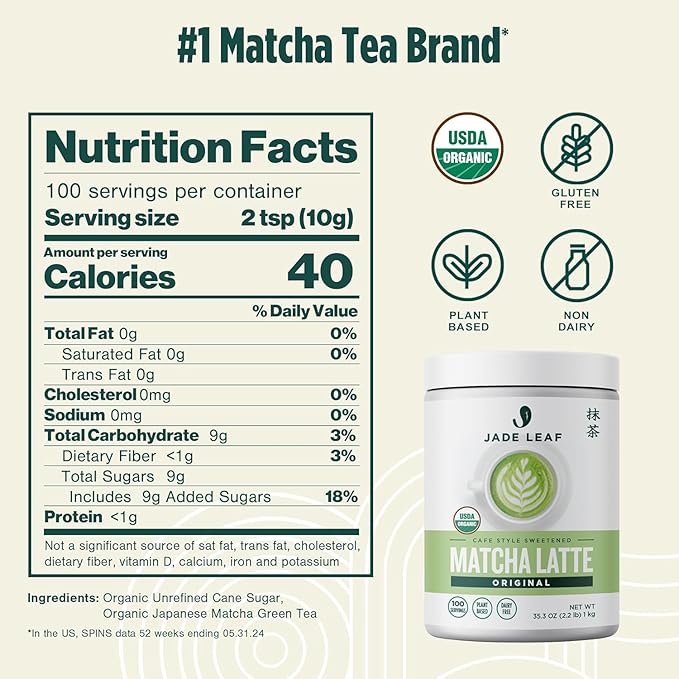 Jade Leaf Matcha Organic Premium Ceremonial Grade Matcha Green Tea Powder - Japanese - Culinary, Ingredient, Ceremonial Barista Teahouse, Latte, Collagen, 35.3 Ounce (Pack of 1), Matcha Latte