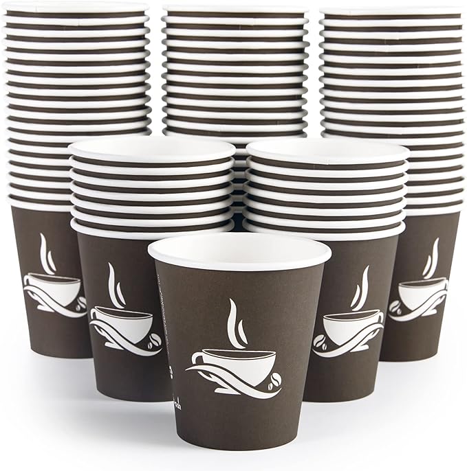LITOPAK 270 Pack 10 oz Paper Cups, Brown Disposable Hot Coffee Cups for Party, Picnic, Travel, and Events