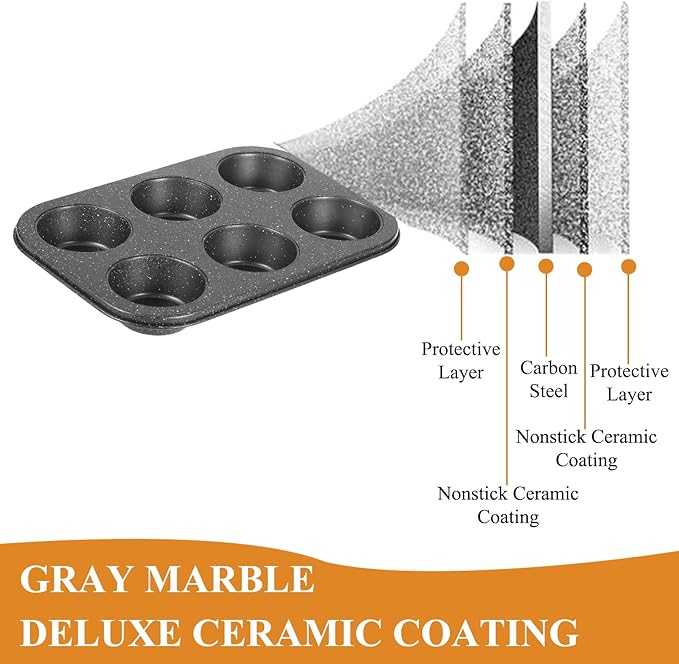 Muffin Cupcake Pan, Muffin Tins Nonstick 6, Muffin Top Cookie Cheese Cake Pan for Baking, Toast Oven Baking Supplies Small Cake Pans Muffin Cups Non Stick