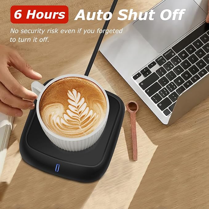 PUSEE Large Candle Warmer Plate with 6H Auto Shut Off, Coffee Mug Warmer with 3 Temp Settings,Wax Candle Warmer Safely Releases Scents Without a Flame,Tea Cup Warmer for Desk in Your Home & Office