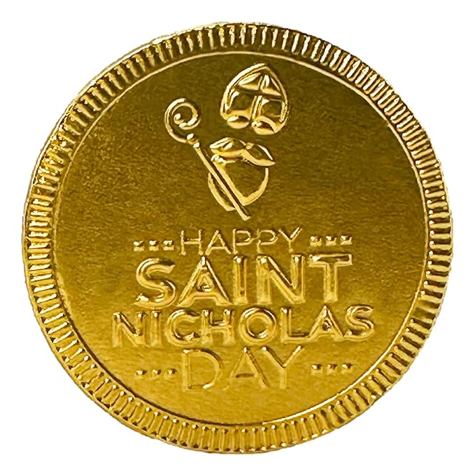 Foiled Again! Chocolate St. Nicholas Day Coins - Belgian Milk Chocolate Coins - Bright Colorful Foils - Beautiful Feast of St. Nicholas Designs - Sealed, Resealable Bag - 1 pound