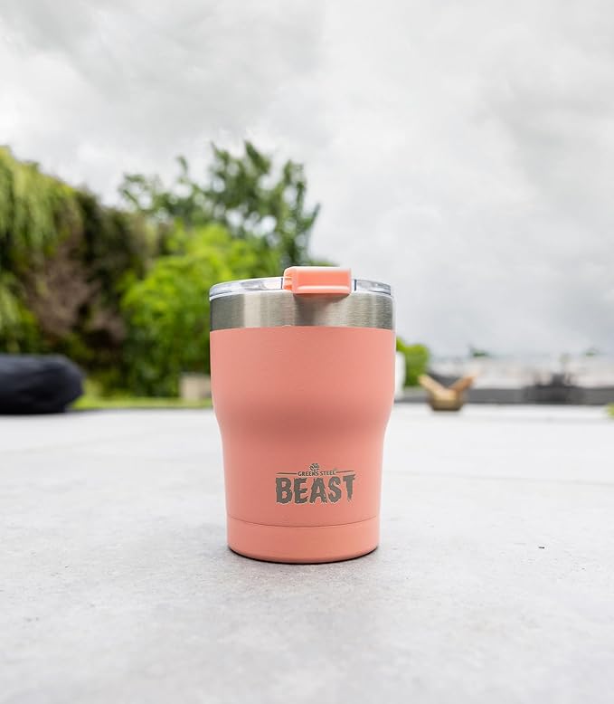 Beast 10 oz Tumbler Stainless Steel Vacuum Insulated Coffee Ice Cup Double Wall Travel Flask (Blossom Pink)