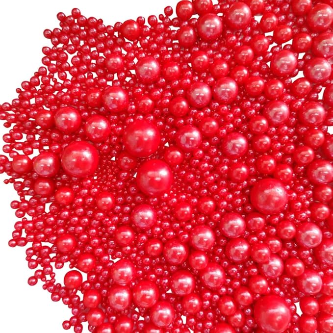 Edible Red Sugar Pearls Candy Sprinkles 120G/ 4.23Ounce Baking Cake Sprinkles Cupcake and Cake Topper Cookie Decorations Wedding Party Valentines Halloween Christmas Supplies