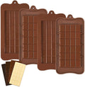 4 PCS Break-Apart Chocolate Molds, Non-Stick Chocolate Bar Molds Silicone Candy Bar Molds for Protein Energy Bar