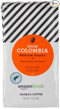 Amazon Fresh Decaf Colombia Ground Coffee, Medium Roast, 12 Ounce (Pack of 3)