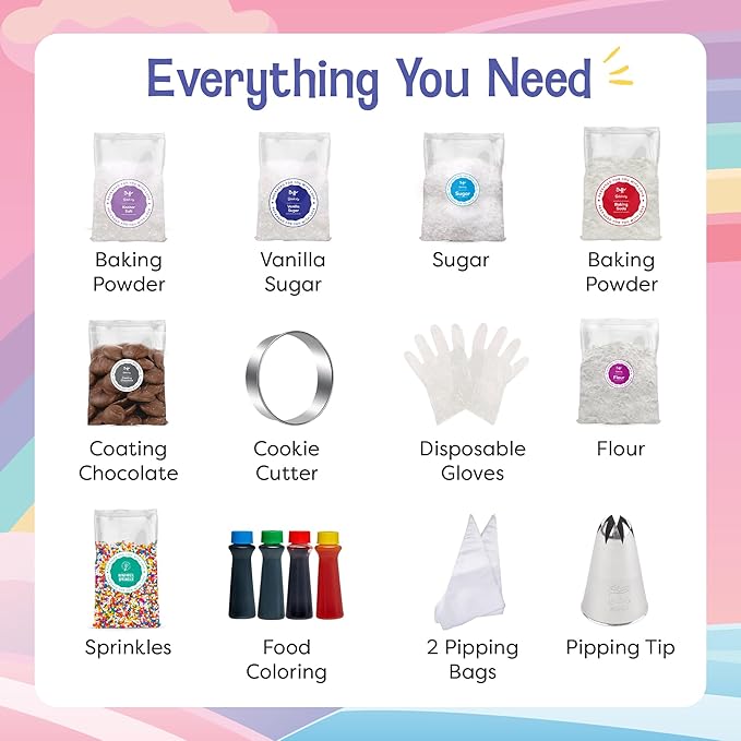 Baketivity x Duff Goldman Unicorn Cookies - Kids Baking Kit - Cooking Kits with Premeasured Ingredients, Decorating Supplies, STEM Activities - Kids Baking Sets for Girls, Boys Ages 6-12