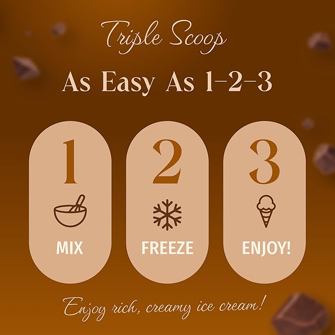 Triple Scoop - Premium Chocolate (2) Ice Cream Mix For Ice Cream Maker. Simple, Easy, Delicious. From Gourmet Mix To Maker in 5 Minutes, Makes 2 Creamy Quarts. Made in USA. (2 Pack, Chocolate)