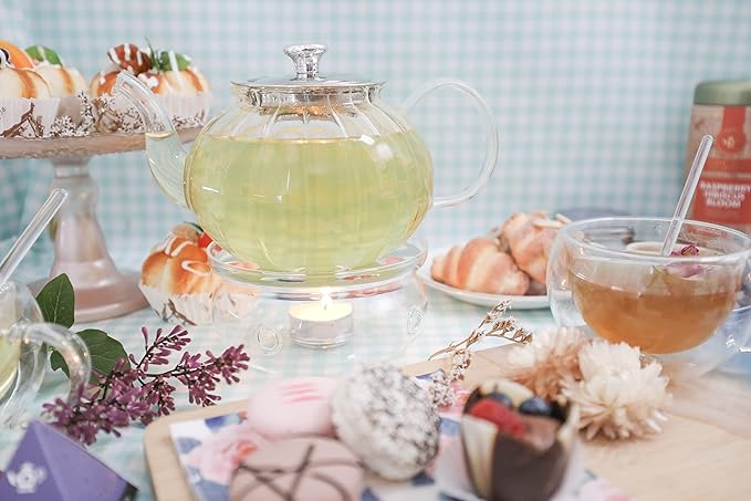 Teabloom Vienna Glass Teapot – Stain-Free Heatproof Glass – Stovetop Safe – Removable Stainless Steel Infuser – Perfect for Loose Leaf Tea – 37 oz. / 1100 ml (3-4 Cups)