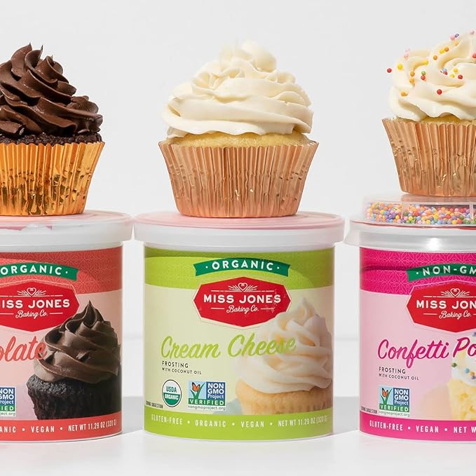 Miss Jones Baking Organic Buttercream Frosting, Perfect for Icing and Decorating, Vegan-Friendly: Cream Cheese (Pack of 6)