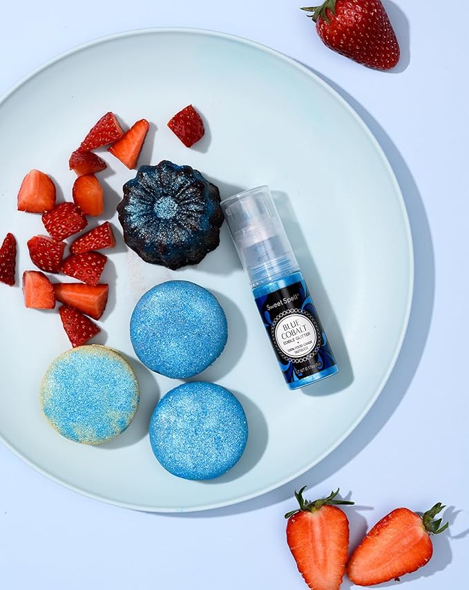 Sweet Spell Edible Cake Glitter Spray – Shimmering Magic for Cakes Decorating & Cocktails – 100% Edible, Food-Grade, Vegan, Gluten-Free (Blue)