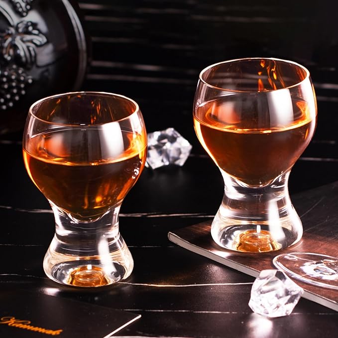 KAMMAK Shot Glasses Set of 2, 60ml/2oz Clear Espresso Shot Glass with Heavy Base for Bar Restaurants Home, Small Whiskey Shot Glass for Vodka, Whiskey, Tequila