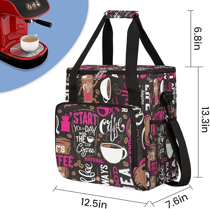 cfpolar Coffee Maker Storage Bag, Waterproof Travel Carrying Storage Tote Bag Organizer Case, Compatible with K-Mini or K-Mini Plus, And Suitable for Other Accessories， With Pockets for K-Cup Pods