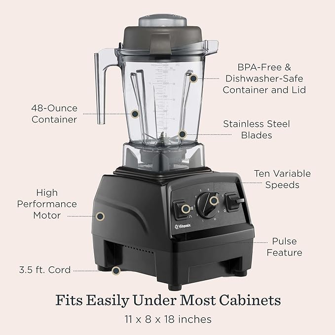 Vitamix Explorian E310 Blender, Professional-Grade Kitchen Blender for Smoothies, Soups, Juices and More, 10-Speed, Stainless Steel Blades, Self-Cleaning Kitchen Appliance, 48 Oz Container, Slate