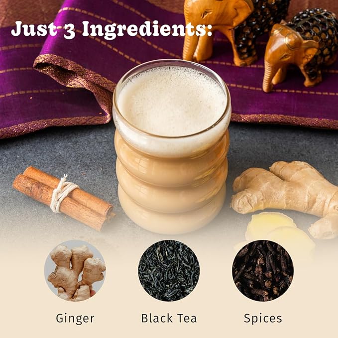 Bhakti Chai Tea Concentrate | Sugar-Free, Fresh Organic Ginger, Black Tea, Spiced, Dairy-Free, Vegan (Pack of 6)