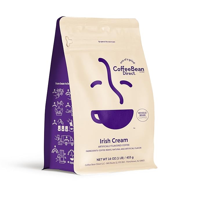 Coffee Bean Direct Irish Cream Flavored, Whole Bean Coffee, 1 Pound Bag (Pack of 1)