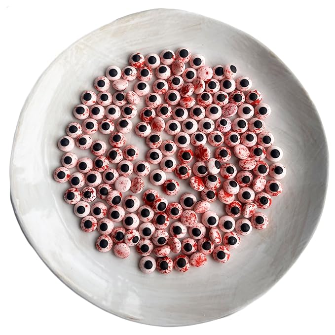 Halloween Weraru Small Candy Bloody Red Eyeballs Eye Ball Sweets Cake Cupcake Toppers Cookie Dessert Sprinkles Decorations for Christmas Halloween Birthday Party Supplies 3.4 Ounce