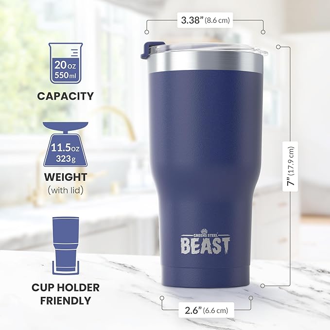 Beast 40 oz Tumbler Stainless Steel Vacuum Insulated Coffee Ice Cup Double Wall Travel Flask (Royal Blue)