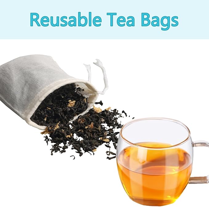 Eketirry Spice Bags, 20pcs Reusable Empty Tea Bags, Muslin Strainer Bags, Soup Bags for Cooking, Natural Cotton Fine Mesh Cheesecloth Bags for Cold Brew Coffee(4 x6" &7 x8")