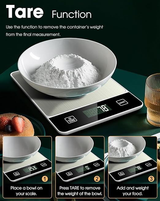 Mik-Nana Food Scale, 22lb/10kg Digital Kitchen Scale Weight Grams and Oz for Baking Cooking Coffee Meal Prep Package Postage, 6 Units with Tare Function, 1g/0.04oz Precise Graduation (White)