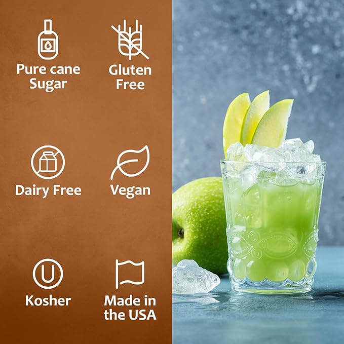 Syruvia Green Apple Syrup, Flavored Syrup for Drinks, Cocktails, Lemonades, Iced Teas, and Desserts – 25.4 fl oz, With Pump