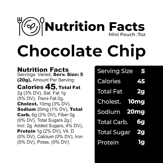 The Panza Chocolate Chip Gourmet Cookie Snack Thin & Crispy | Organic, Non-GMO, 100% Natural Ingredients | Mini Pouch 0.7 oz