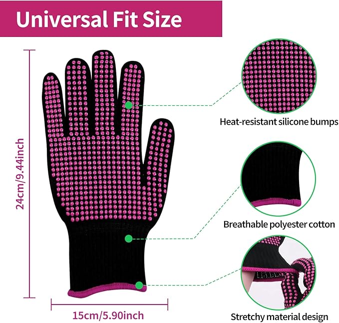 HTVRONT Heat Resistant Gloves for Sublimation - 2Pcs Heat Gloves for Sublimation with Silicone Bumps, Heat Resistant Work Gloves for Women, Universal Fit Size