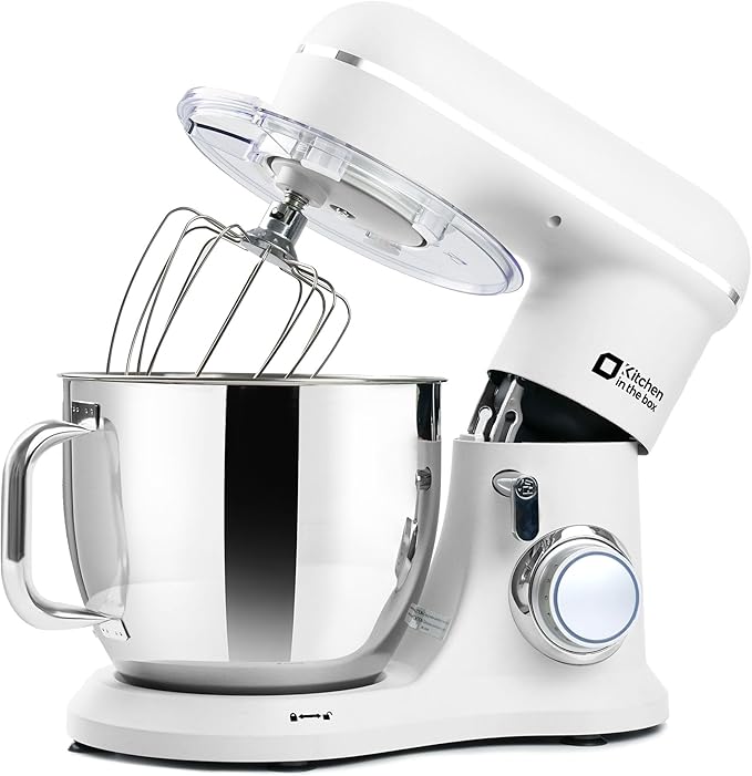 Kitchen in the box 7QT 900W 10-Speed Stand Mixer, Tilt-Head Kitchen Electric Mixer with Dough Hook, Whisk & Flat Beater(Frost White)
