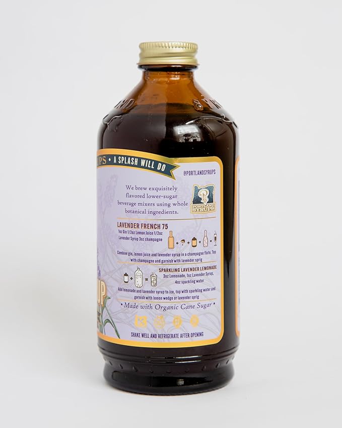 Portland Syrups Lavender Syrup - Lavender Beverage Concentrate for Tea, Matcha, Coffee, Sodas, and Baking - Floral Flavor for Crafting Refreshing Drinks - 12 oz Bottle, 12 Servings (Pack of 2)