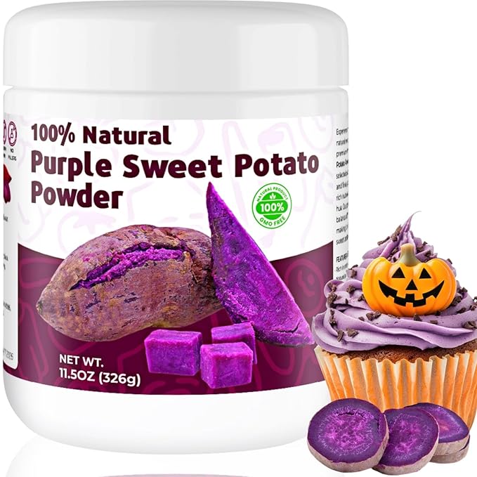 Purple Sweet Potato Powder 11.5oz (326g) - Natural Food Coloring for Baking, Drinks & Smoothies｜Ube/Purple Yam Alternative, Non-GMO, Gluten-Free, Resealable Pack