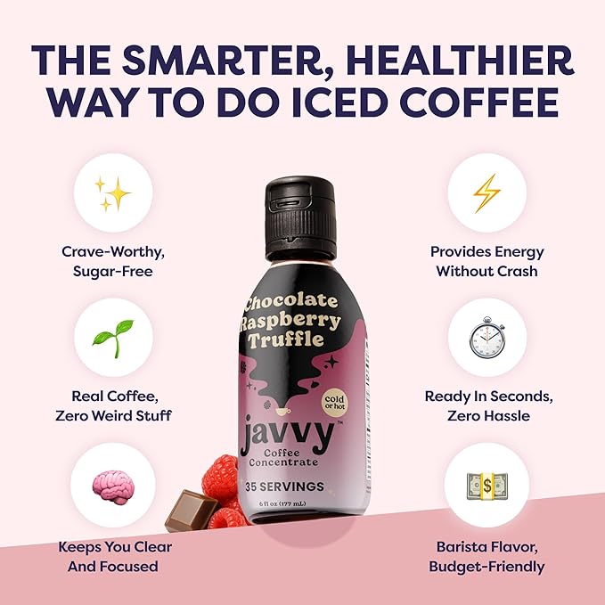 Coffee Concentrate - Limited Release Flavors - Cold Brew Coffee, Perfect for Hot or Iced Instant Coffees, Hot Drinks, Cold Brew Concentrate, 35 Servings - Chocolate Raspberry Truffle