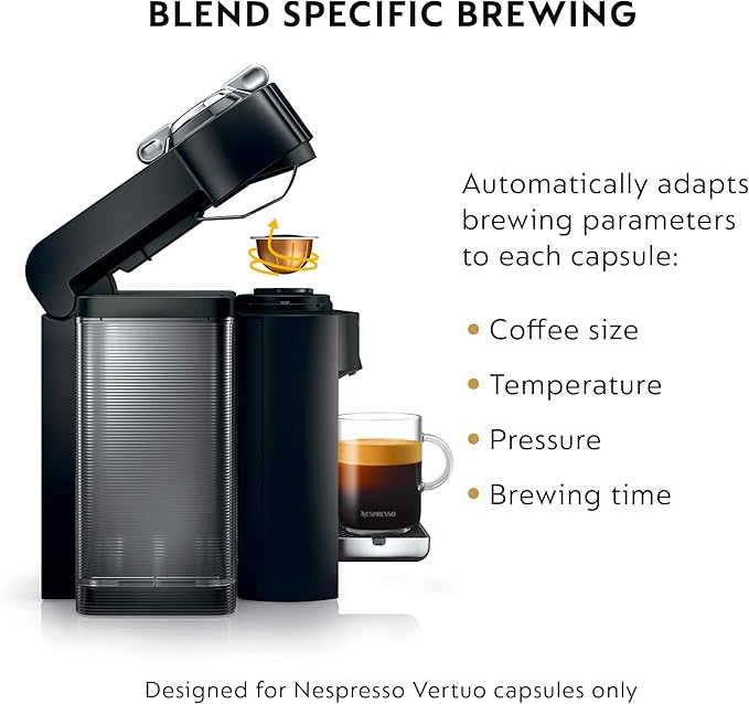 Nespresso Vertuo Coffee and Espresso Machine by De'Longhi with Milk Frother, 236.59 Milliliters, Piano Black