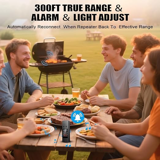 Smart Wireless Meat Thermometer, [2025 New ]，2 Upgraded Ultra-Thin Probe，No App＆Large HD Touch Screen，800FT Range，1000°F Heat Safe,IP67 Waterproof,Perfect for Kitchen, BBQ, Grill, Oven, Smoker