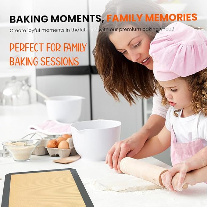 Silicone Baking Mats Half Sheet Non Stick for Oven Reusable 4 Pack - Thick Heavy Duty Silicone Baking Mat Cookie Sheet 1/2 Size for Macaron & Pastry - Half Size Rectangular Cooking Oven Liner Pad
