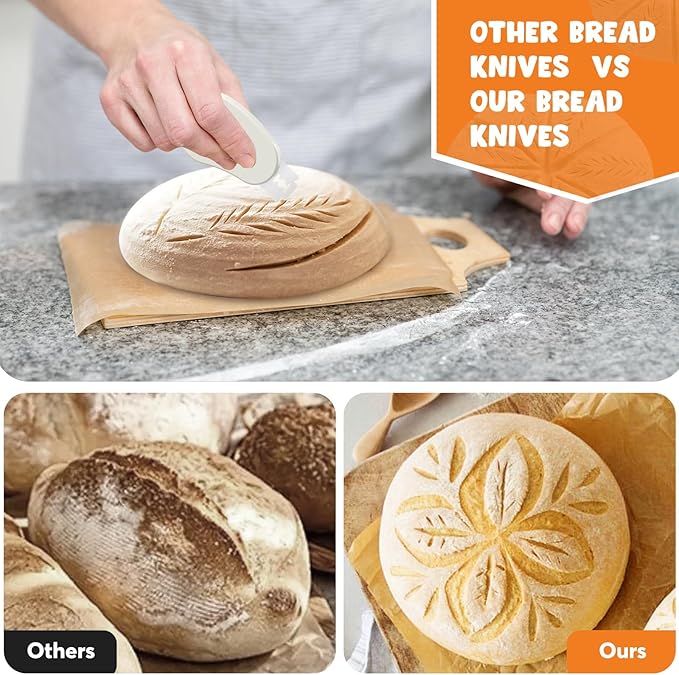 Extractable & Magnetic Bread Lame Dough Scoring Tool - Professional Sourdough Scoring Tool - Sourdough Bread Baking & Bread Scoring Tool - Scoring Patterns booklet & 5 Razor Blades (Cream)