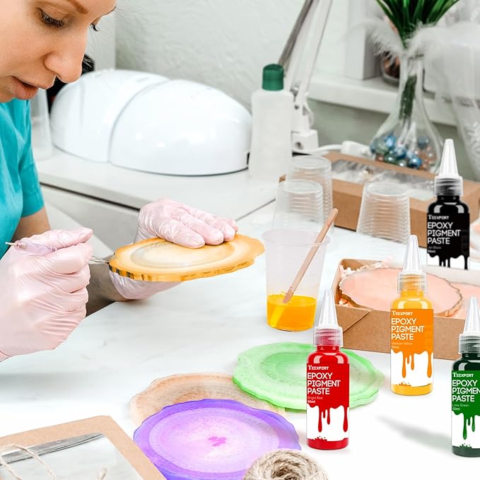 Teexpert Pigment Paste for Epoxy Resin: 3.38oz/100ml Ultra Highly Concentrated & Easy to Mix Black & White Colors Opaque Liquid Epoxica Dye Set for Resin Art River Table