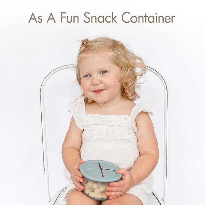 Moonkie Silicone Snack Containers for Kids | 8 oz Baby Food Storage Containers with Airtight Lids and A Snack Lid | Baby Food Jars | BPA Free | Freezer & Dishwasher Safe | 3 Pack